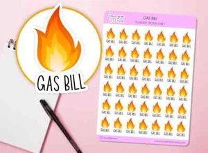 Gas Bill Planner Stickers | Gas Bill Reminder Stickers Heating Pay Bill - Picture 1 of 2