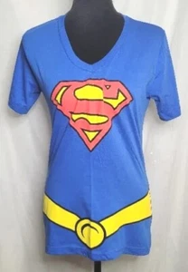 Supergirl Logo T-Shirt DC Comics Size 13 Large Jr's Women's Blue Red Yellow - Picture 1 of 3
