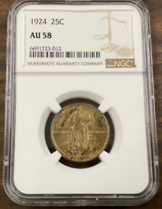1924 25¢ Standing Liberty Quarter - NGC AU58 - Rich Original Toning
