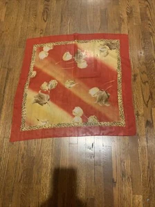 VINTAGE UNBRANDED  SEMI SHEER POLYESTER BRIGHT FLORAL TULIPS SQUARE SCARF 23" - Picture 1 of 11