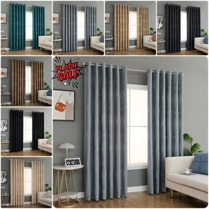 Cortinas de lujo jacquard con anillo superior ojales totalmente forradas ventana de sala de estar (par) - Imagen 1 de 57