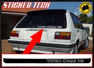 TWIN CAM 16 HATCHBACK VINYL STICKER DECAL TO SUIT TOYOTA AE82 COROLLA 4AGE - Bild 1 von 3