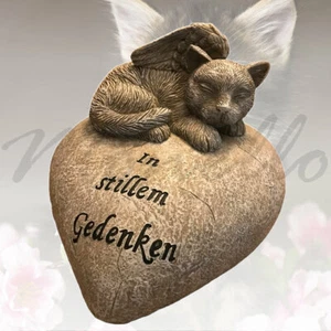 Katzenurne Tierurne Urne für Katze Katze auf Herz mit Gedenkspruch bis ca. 25 kg - Bild 1 von 4