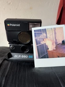 Polaroid SLR 680 Land Camera Sonar OneStep Black Leather TESTED - Picture 1 of 8