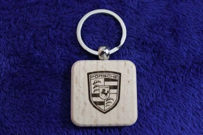 2 Sided Wooden Porsche Crest key Chain Key Ring Accessory 911 924 944 968 914 - Image 1 of 4