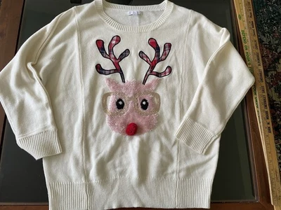 Suéter de Navidad New York & Company Reno Feo Fiesta Profesor Gafas M Foto 1 de 4