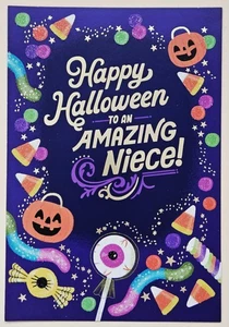Buon Halloween Nipote/Biglietto Auguri Formato Grande (+Busta 8x5,5") - Foto 1 di 4