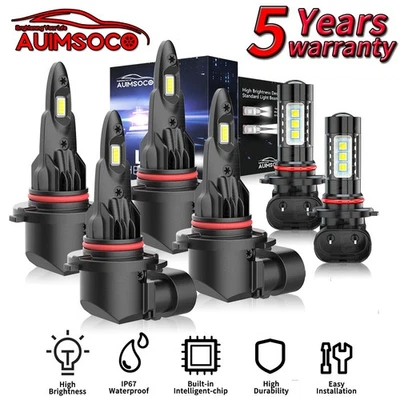 For Chrysler Sebring 2007-2009 2/4-Door LED Headlight 6Pcs Bulbs Hi/Lo Fog Beam - Image 1 of 4