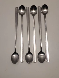 Set Of 6 Gense FACETTE 7.5" Iced Teaspoons Tea Spoons Sweden Satin Stainless - Picture 1 of 11