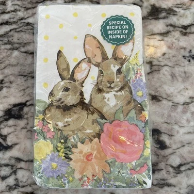 Servilletas de Pascua para mujer pionera flores de conejo conejo 2 capas 24 unidades Foto 1 de 4