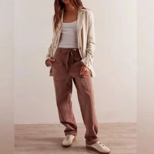 NEW Free People We the Free Hayden Pull-On Pants, Brown Women's Size L - Picture 1 of 4