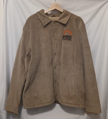 Chaqueta Deus Ex Machina Stokes Coach Hombres XL Caqui Marrón Botón Relax Sherpa Flce Foto 1 de 4