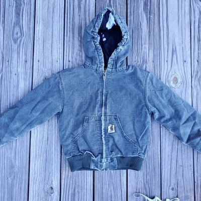 Chaqueta Carhartt YYJ130 MOS Juvenil Talla 8 Desteñida Envejecida Verde Musgo Edredón Forrada Foto 1 de 4