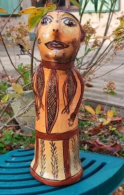 ANCIENNE STATUE EN TERRE CUITE VERNISSÉE TUNISIE SEJNANE 27 CM - Photo 1/4