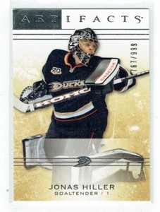 14-15 UD Upper Deck Artifacts  Jonas Hiller  /999  SLIGHT CORNER DING