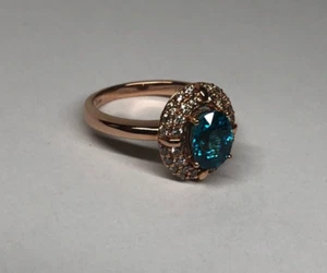 Anillo Le Vian Oro Rosa 14k Circón Azul Diamante Desnudo Halo Talla: 6.75 .62tcw [084GRA - Imagen 1 de 11