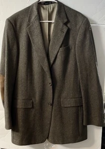 Vtg Austin Reed 42L Brown Herringbone Tweed 2Btn Mens Blazer Jacket Sport Coat - Picture 1 of 5
