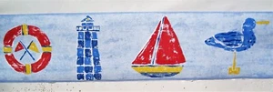 LIGHTHOUSES SAILBOATS SEASHORE Wallpaper Border 5 1/4 " - Picture 1 of 3
