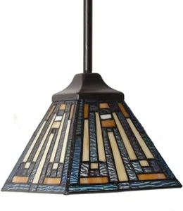 Maxxmore Tiffany Pendelleuchte, 8" Buntglas Mission Stil Vintage - Bild 1 von 4