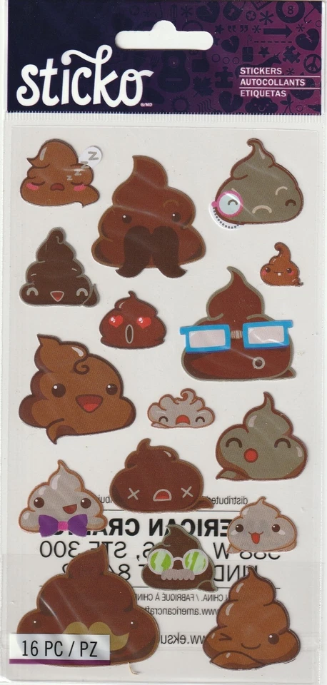 Pegatinas planas Sticko FUNNY FROSTING POO EMOJI'S tema 81988 ¡Envío GRATIS RÁPIDO! Foto 1 de 1