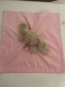Manta de seguridad Baby Lovey rosa bronceado conejito rayas arco sonajero satinado trasero Walmart - Imagen 1 de 4