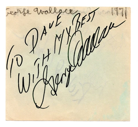 ORIG SIGNED GOV GEORGE WALLACE AUTOGRAPH ALBUM PAGE W/ KEITH BAXTER ON REVERSE Cover