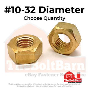 #10-32 Brass Finished Hex Nuts (Pick Quantity) - Picture 1 of 7