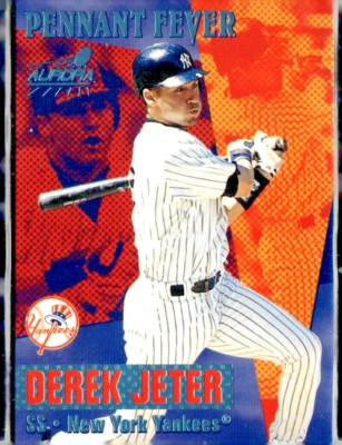 1999 PACIFIC AURORA PENNANT FEVER PLATINUM BLUE BLANK SERIAL #12 DEREK JETER 1/2 - Image 1 of 2
