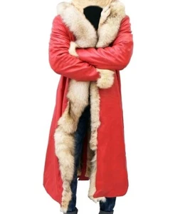 Santa Claus Long Fur Leather Coat Jacket Christmas Chronicles Kurt Russell Xmas - Picture 1 of 4