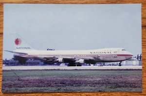 Tarjeta postal de avión Boeing 747 de National Airlines tarjeta sin usar #66 tarjetas de aviación - Imagen 1 de 1