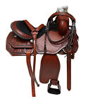Brown Leather Western Barrel Horse Saddle With Matching Headstall Breast Collar