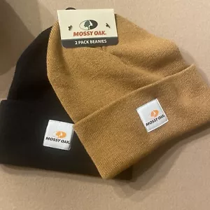 Mossy Oak 2 pack Knit Beanies Hats black and Brown - Picture 1 of 6