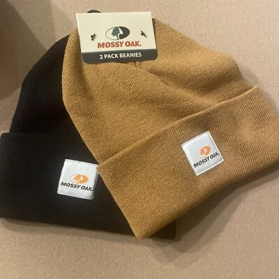 Mossy Oak 2 pack Knit Beanies Hats  black and Brown - Image 1 of 4