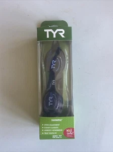 TYR Swimple Youth Swimming Goggles LGSW011 Black / Blue True Youth Fit Kid Safe - Picture 1 of 2