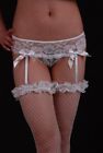 White Lace Garter Belt With Satin Suspenders White Fishnet Stockings Matching Th