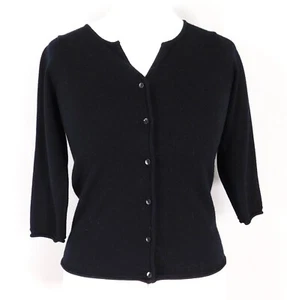 Vintage St Michael Black Merino Wool Cardigan Size 10 Vintage Minimalist 1990s - Picture 1 of 7
