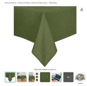 70x70 square tablecloth textured Olive Green- Jacquard Spillproof, AntiWrinkle - Picture 1 of 8