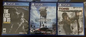 PS4 Lot of Used Games - Tomb Raider, The Last Of Us, & Star Wars Battlefront