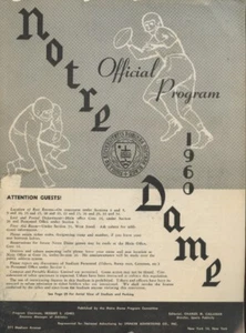 Notre Dame Official Program: Purdue Vs. Notre Dame 1960 MAGAZINE football game - Picture 1 of 1