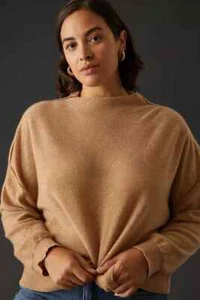 Alani Cashmere Mock Neck Sweater Anthropologie Pilcro Oversized Honey Sz XL NEW - Picture 1 of 9