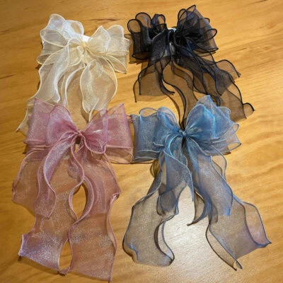 Three-layers Oversized Bow Hair Clip Organza Top Clip Ponytail Clip Korea Fairy - Image 1 of 4