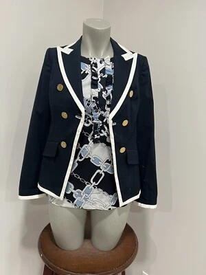 Tory Burch Navy/ White Trim/ Gold Buttons Sz. 2/ Matching to lining shell Sz. 4 - Image 1 of 4