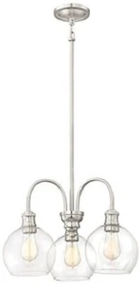 Quoizel Soho 3-Light Brushed Nickel Clear Glass Globe Chandelier LWS3235A - Image 1 of 3