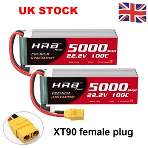 2pcs HRB 22.2V 6S 5000mAh 100C XT90 LiPo Battery for RC Helicopter Drone Truck - Picture 1 of 7