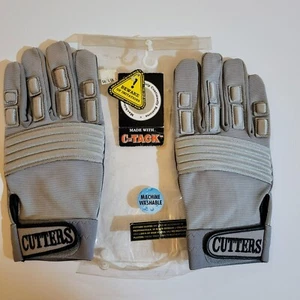 New Cutters 017LT Adult XXL Linebacker/Running Back C-Tack Gray FootBall Gloves - Picture 1 of 7