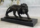 Original American Artist Williams Wildlife Male Lion Bronze Sculpture Statue Art