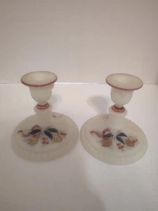 Fenton Glas Kerzenständer handbemalt von C. Smith Made in USA - Bild 1 von 5