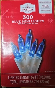 Holiday Time 300 blaue Mini Lichter WEIß DRAHT Weihnachtsbirnen Schnur Außen  - Bild 1 von 3