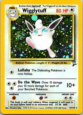 Wigglytuff  Swirl 19/130 Pokemon TCG Base Set 2 Holo Foil Rare Card Played LP - Image 1 of 2