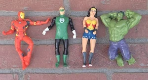 Bendy DC Marvel Figures - Wonder Woman, Iron Man, Green Lantern, HULK Lot Of 4 - Picture 1 of 6